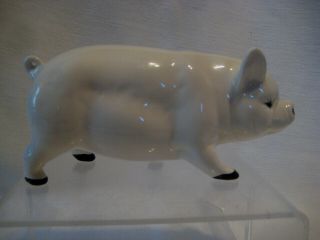 Pig Vintage Ceramic Figurine White Porcelain 7 " Long Artistic Gifts Inc