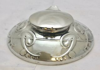 Extremely Rare Liberty & Co Tudric Pewter Ink Well & Liner Archibald Knox 0521