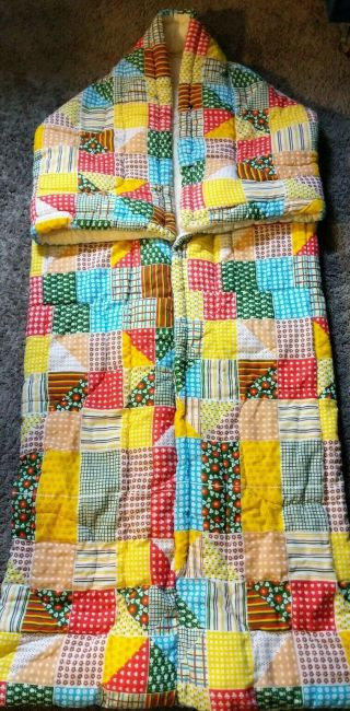 Vintage 70s Flower Power Sleeping Bag Floral Patchwork Scovill Hippy Chic Exc