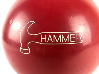 Vintage 15 Lb 11.  5oz Hammer Fab Bowling Ball Urethane Red Great Cond