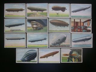 15 German Cig.  Cards Of Airships Of The World War 1 Period,  Issued 1932