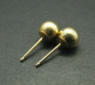 14k Yellow Gold Vintage Ball Bead Stud Earrings 6mm Classic Style