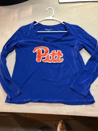 University Of Pittsburgh Pitt Panthers Ncaa Women’s T - Shirt Champion Blue Large