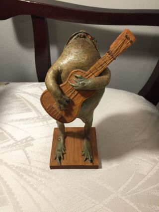 Vintage Taxidermy Frog Figure Playing Guitar - Mexico