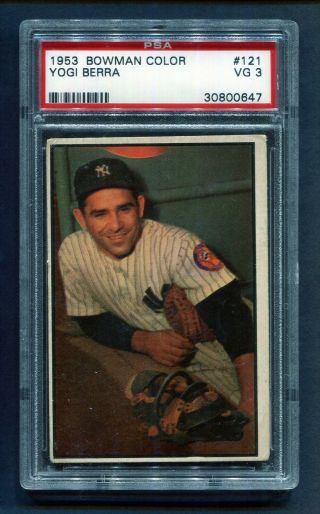 1953 Bowman Color Yogi Berra 121 Psa 3 Vg Yankees Hof