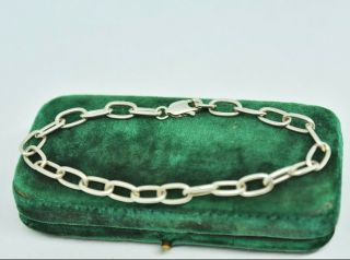 Vintage Sterling Silver Cable Chain Linked Bracelet 7 Inch Art Deco P679