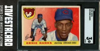 1955 Topps Ernie Banks Chicago Cubs 28 Vintage Baseball Card Sgc 3