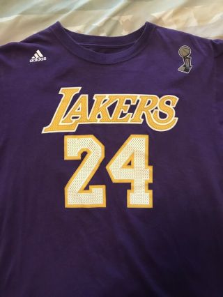 Kobe Bryant La Lakers 24 Purple Adidas Jersey Shirt.  With Championship Trophy