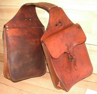 Vintage All Heavy Leather Cowboy Western Double Saddle Bags