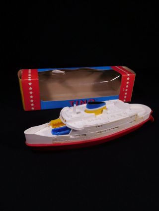 Vintage Plastic & Tin Toy Ferry Ship Made In West Germany By D.  G.  M.  Lehmann
