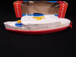 Vintage plastic & tin toy Ferry Ship made in West Germany by D.  G.  M.  LEHMANN 2