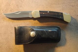 Buck 110 Folding Knife Vintage 1974 - 1980 3 Lines W/sheath