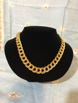 Vintage Napier Gold Tone Chunky Chain Link Necklace Patent Double Link 22”
