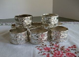 Set of 8 Vintage Crown Court Silverplated Baroque Napkin Rings 3
