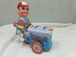 Vintage Tin Ice Cream Pedal Bike Seller 260 Ms 405 Wind Up Toy Made In China