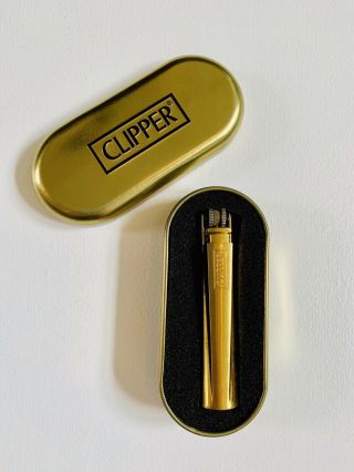 Gold Clipper Metal Lighter And Case