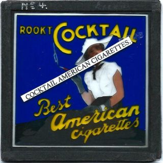 1 X Vintage Glass Lantern Slide Advertisement Cocktail American Cigarettes