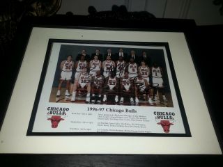 Michael Jordan Autographed 1996 - 97 Chicago Bulls Team Photo - Framed & Matted