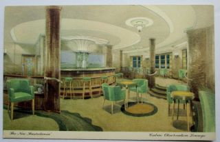 Cunard White Star Line Rms Mauretania Interior Postcard Cabin Observation Lounge
