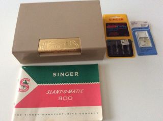 Vintage Singer Slant - O - Matic 500 Sewing Machine Attatchments & Parts Box