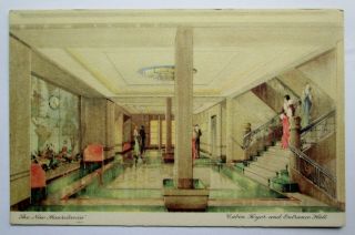 Cunard White Star Line Rms Mauretania Interior Postcard Cabin Entrance Hall