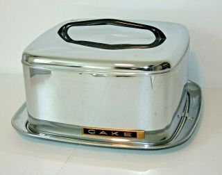 Mid - Century Modern Square Chrome Cake Carrier,  Saver,  Lincoln Beautyware Vintage