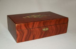 Old Antique Vtg 19th C 1850s Grain Painted Folk Art Wooden Box Decorated