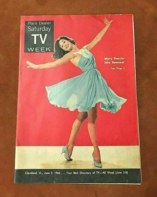 Vintage Cleveland Plain Dealer Tv Week June 2,  1962 Mary Tyler Moore On Cover