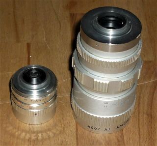 TWO VINTAGE SONY TV LENSES f=16 - 64mm ZOOM & 1:1.  8 16mm 3