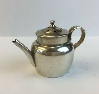 Antique 1898 Saunders & Hollings Solid Silver Novelty Teapot Pepper Shaker