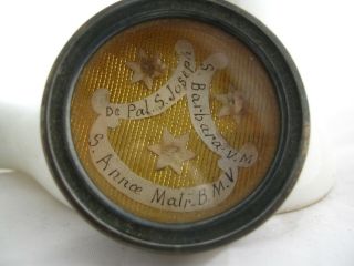 Rare Antique Relic Reliquary Of St Barbara St Joseph St Anne Wax Seal
