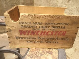 Antique Winchester Small Arms Ammunition Wooden Wood Ammo Crate Box