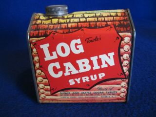 Vintage Log Cabin Syrup Tin Express Office Euc
