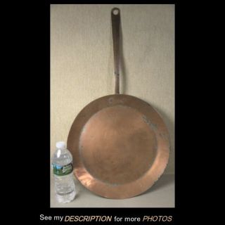 Antique Primitive Large Copper Frying Pan 13 " Handle