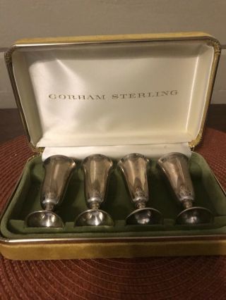 Gorham Sterling Silver Cordial Cups Set 4pc In Fitted Box 955 (2528)