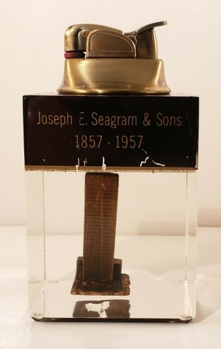 Vintage Evans Lucite Table Lighter With Seagram & Sons Advertisement Made In Usa