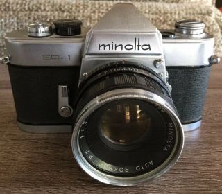 Vintage Minolta Sr - 1 W/ Rokkor Pf 55mm F/1 : 2 Lens