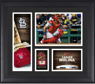 Yadier Molina St.  Louis Cardinals Framed 15x17 Collage & Piece Of Game - Ball