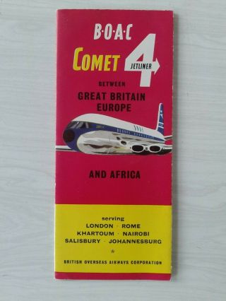 Vintage Boac Comet 4 Jetliner Airline Brochure Poster 1959 Africa Jetset B.  O.  A.  C