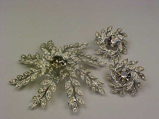 Vintage Sarah Coventry " Evening Snowflake " Brooch & Earrings Set