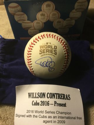 Wilson Contreras Signed Baseball 2016 Ws Baseball.  Cubs.