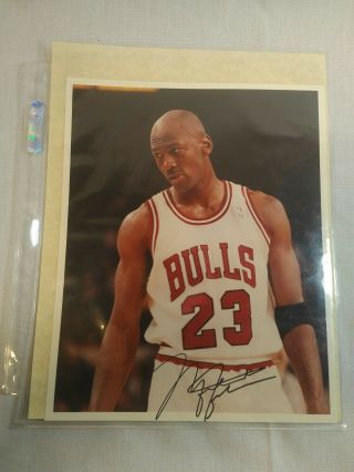 Signed 8x10 Michael Jordan Photo Chicago Bulls 23 Autographed In Black