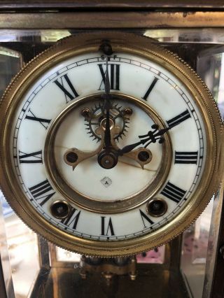 Antique Ansonia Brass Crystal Regulator Clock