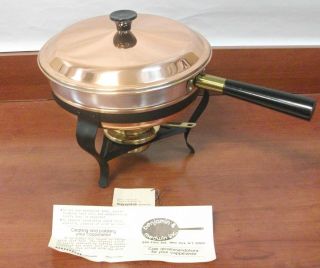 Douro Copper Based Chafing Dish Fondue W/ Instructions Vintage