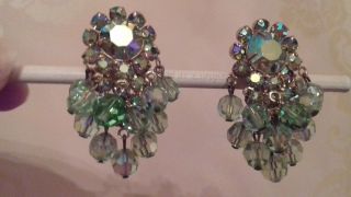 True Vintage Juliana Green Crystal Drop Earrings 1950