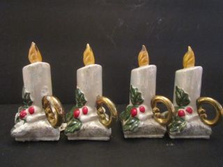 Salt & Pepper Shakers Ceramic Christmas Candles.  Holly Berry,  4 1/2 ".  Vintage