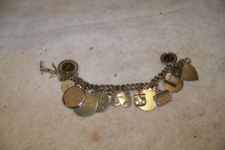 Vintage Charm Bracelet With Sterling Silver Charms,