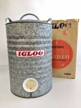 Vintage / Antique Igloo 5 Gallon Galvanized Water Cooler Made In Houston Tx