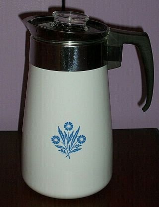 Vintage Corning Ware 9 Cup Coffee Pot Blue Cornflower
