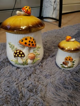 Vintage Sears And Roebuck Merry Mushroom Canister Set